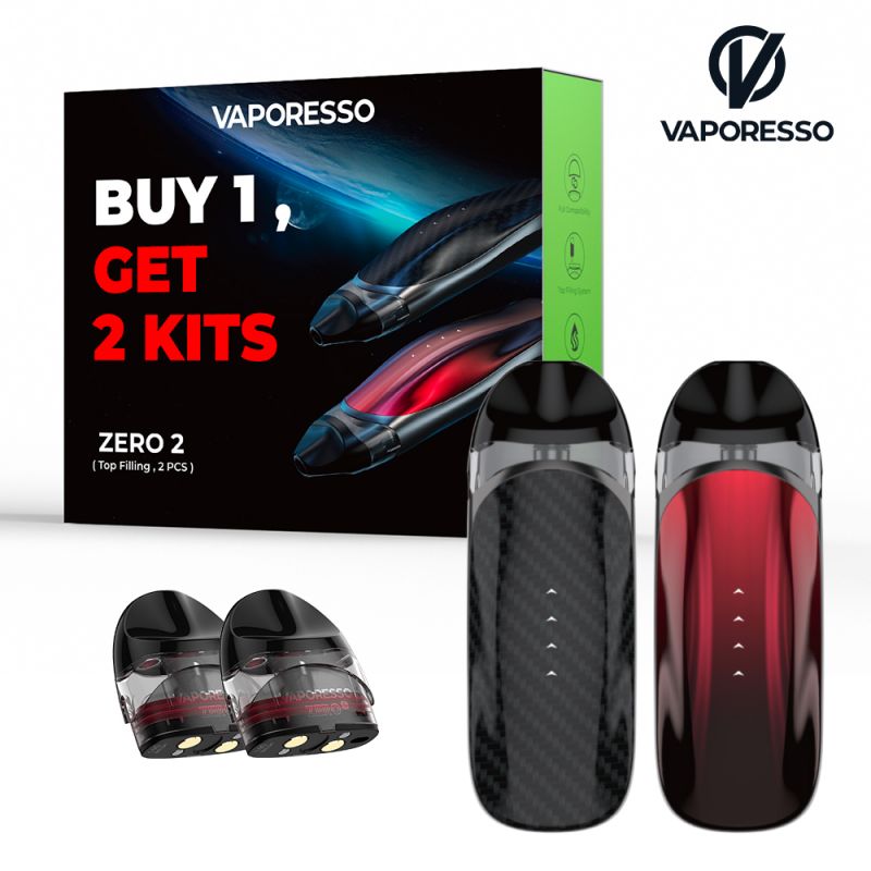 Pack Combo Zero 2 Carbon Fiber et Black Red 2 Kits + 2 Cartouches